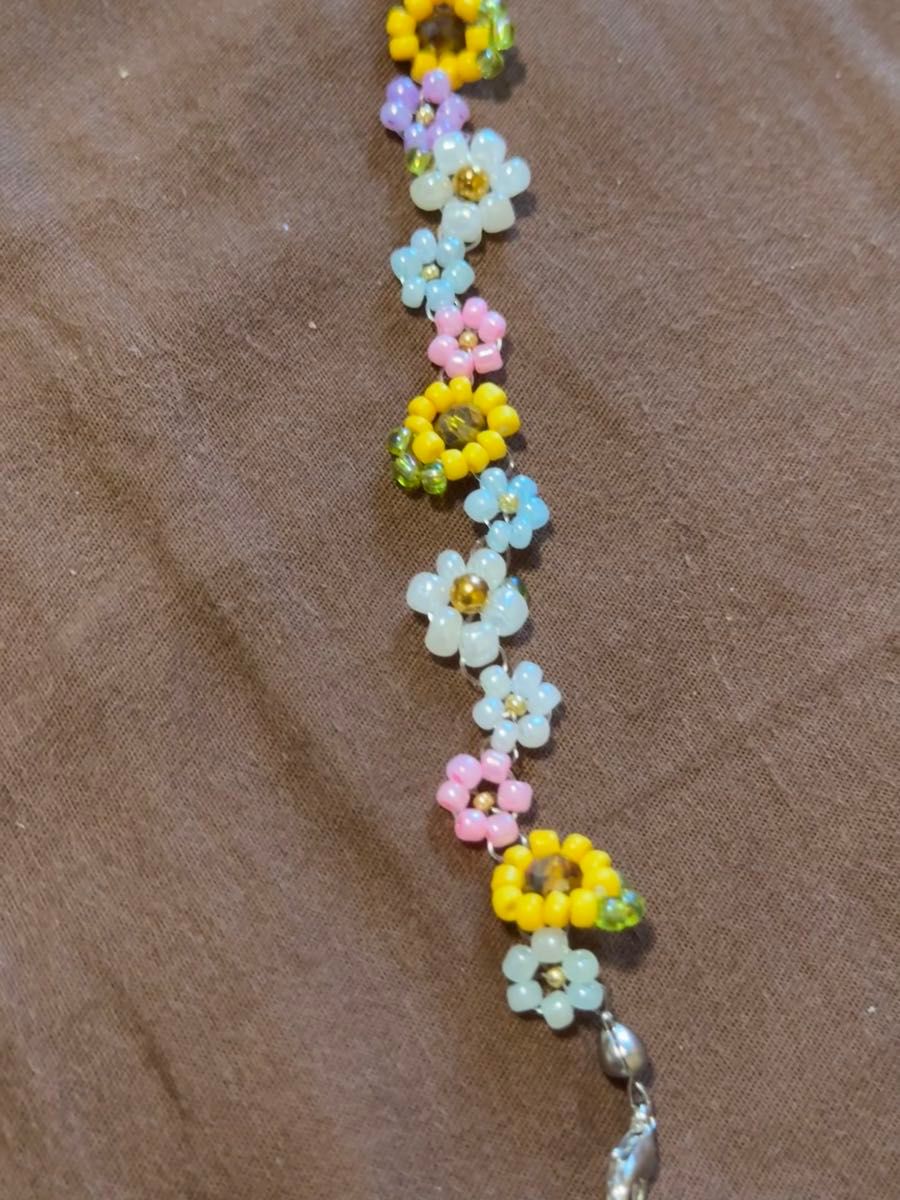ひまわり ハンドメイド ブレスレット アンクレット 夏 かわいい アクセサリー 向日葵 花