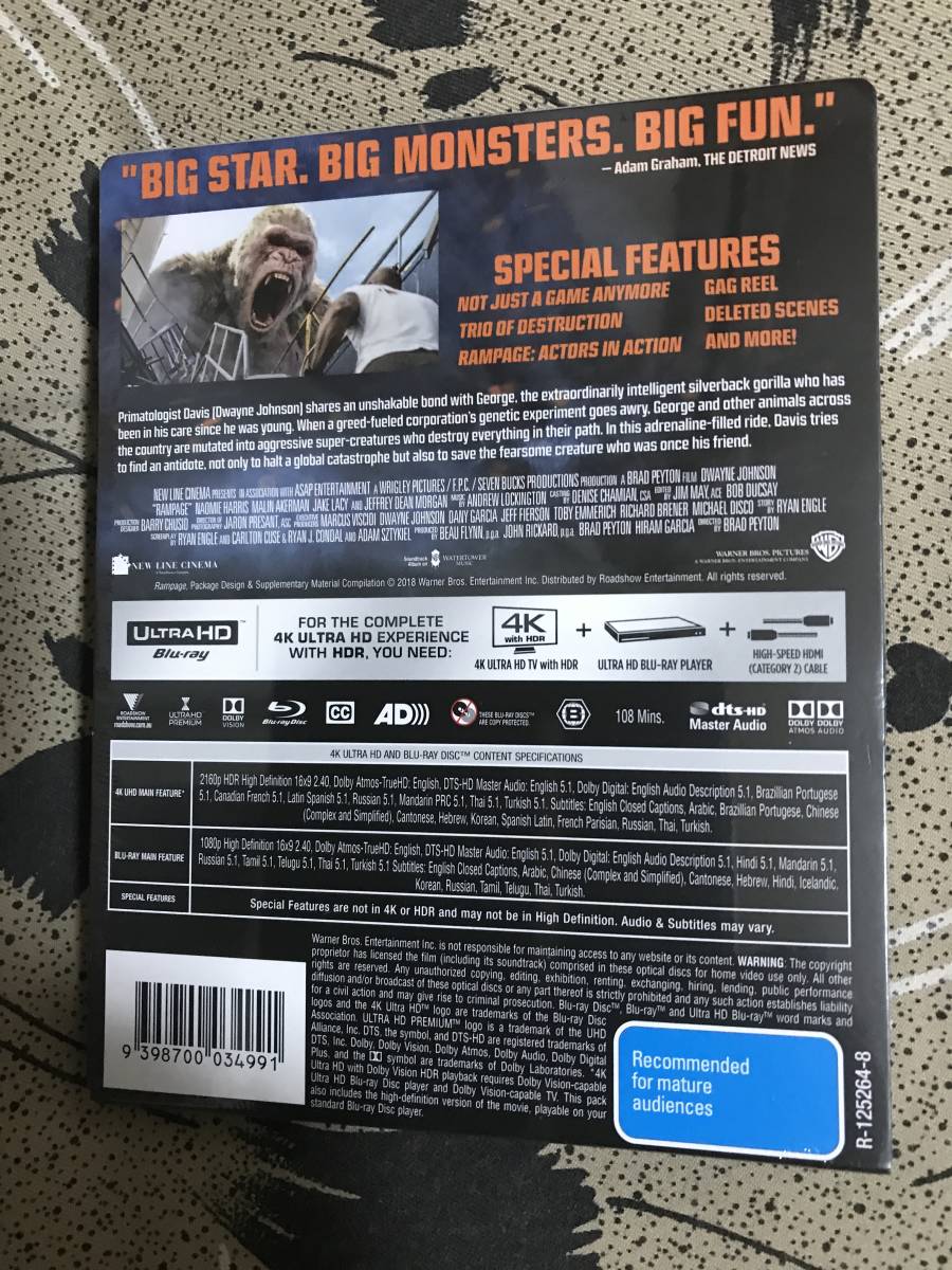 Paypayフリマ 新品未開封 スチールブック ランペイジ 巨獣大乱闘 4k Ultra Hd Blu Ray ドウェイン ジョンソン 日本語 吹き替え字幕あります Paypayフリマ 新品未開封 スチールブック ランペイジ 巨獣大乱闘 4k Ultra Hd Blu Ray ドウェイン ジョンソン 日本語 吹き替え字幕あります