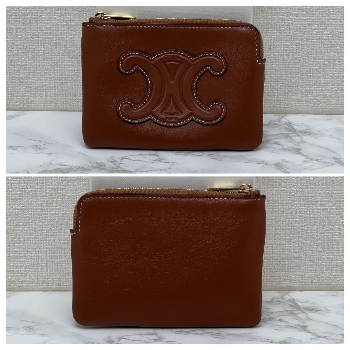 +かわいい+CELINE セリーヌ コイン&カードポーチ タン セリーヌ タン コイン&カードポーチ キュイル トリオンフ 現行