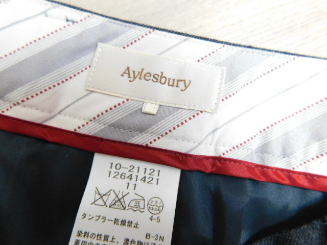 H60 アリスバーリー Aylesbury 美品 毛混 グレー パンツ サイズ11号：大きいサイズ レディース_画像8