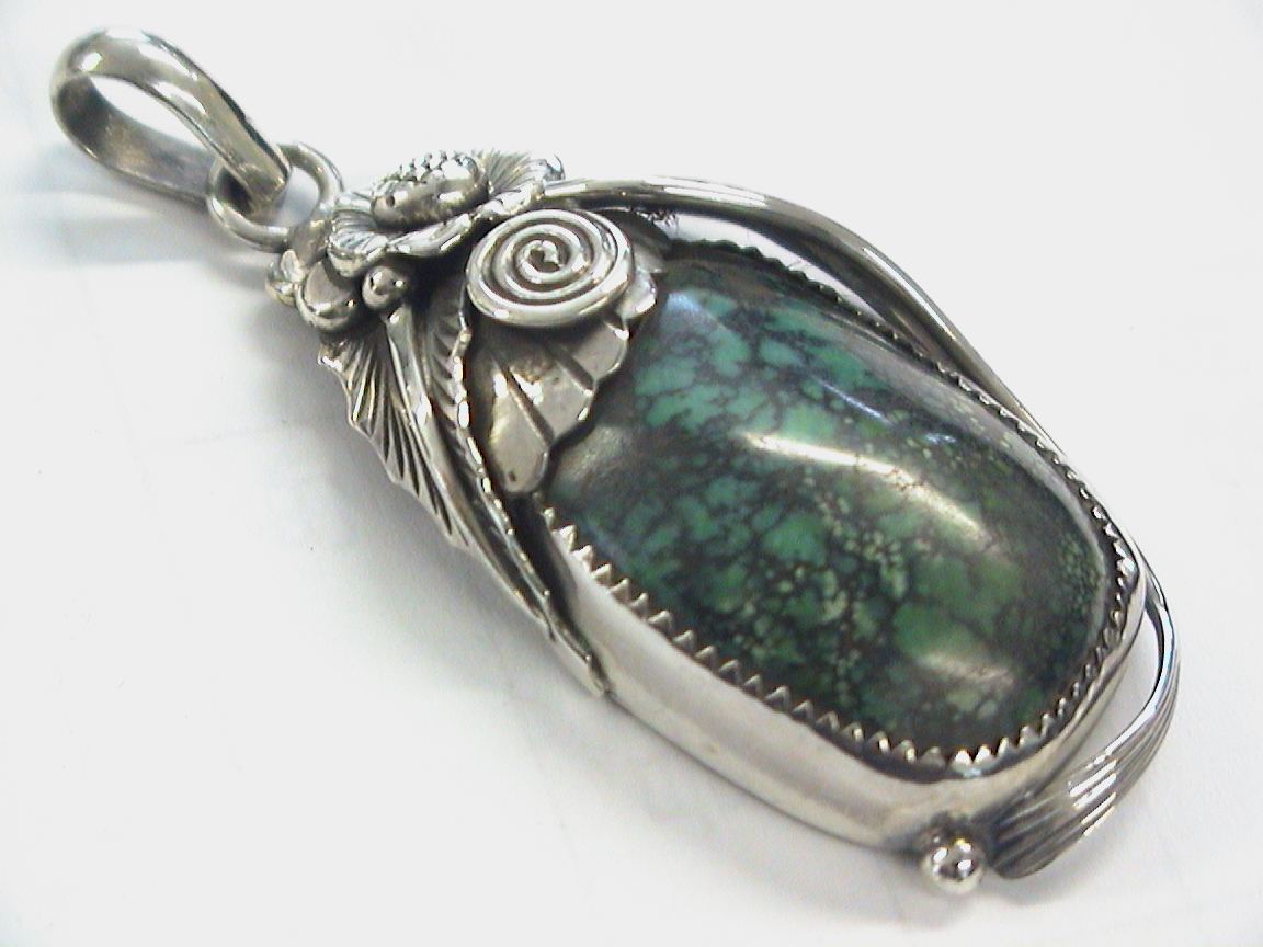 925 silver made green turquoise Spider top ( feather design ) new goods turquoise 