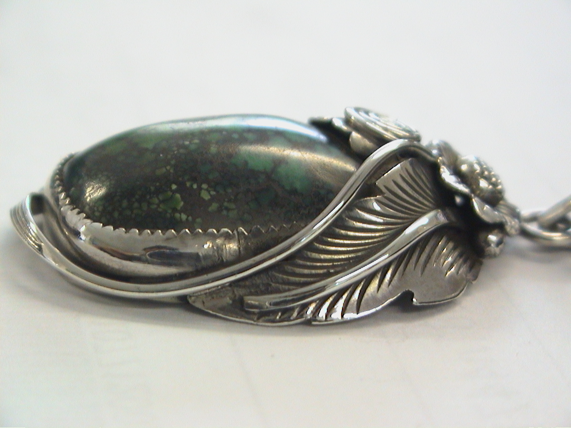 925 silver made green turquoise Spider top ( feather design ) new goods turquoise 