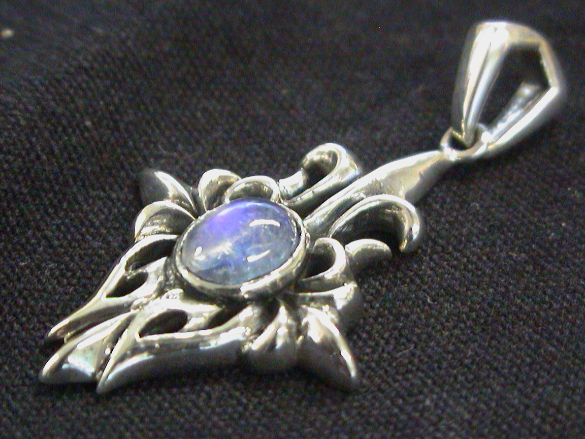 925 silver made blue moonstone pendant top ( Cross ) new goods natural stone Power Stone postage Y120