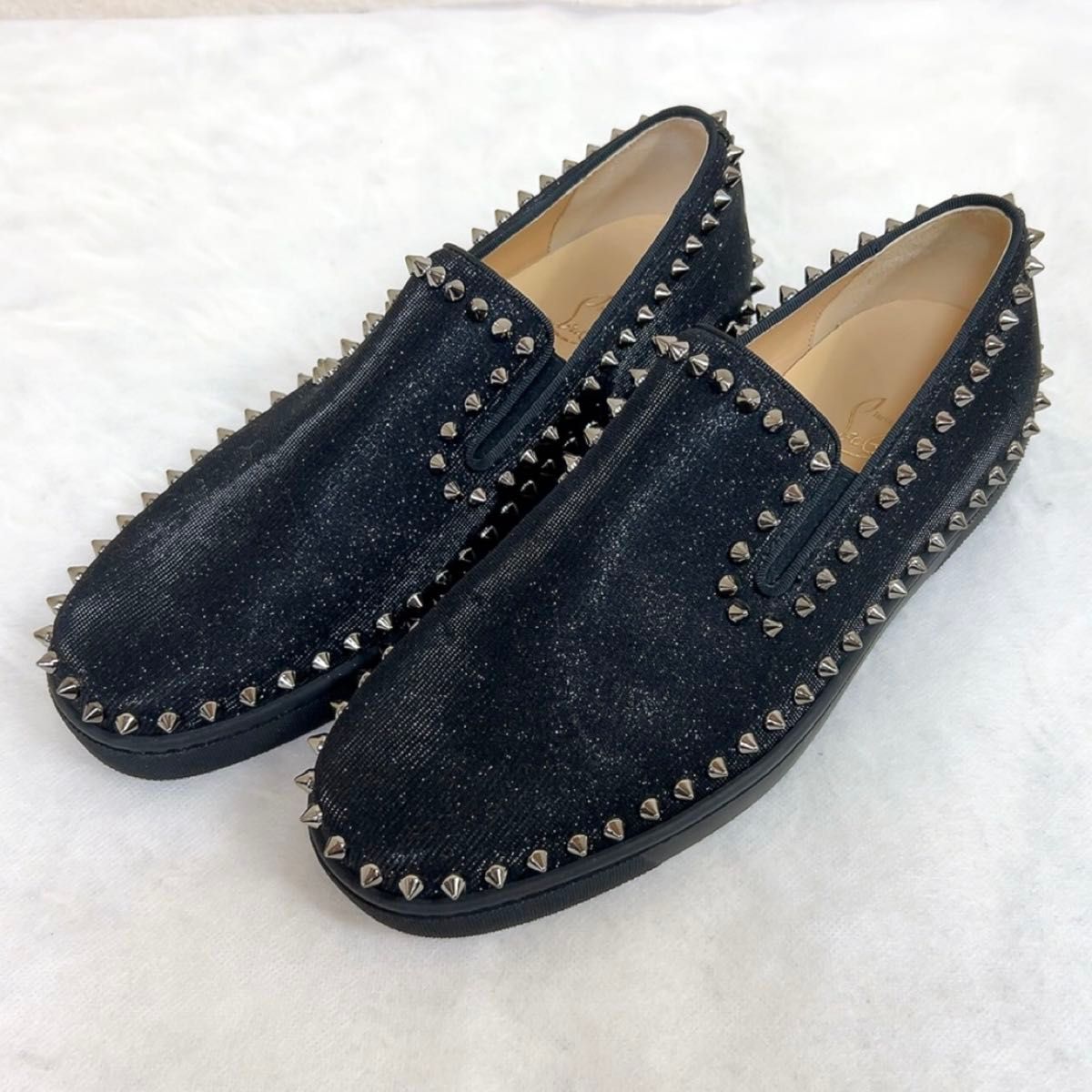 Christian Louboutin スリッポンスニーカー ブラック SS25 極美品 Christian Louboutin クリスチャンルブタン スタッズ