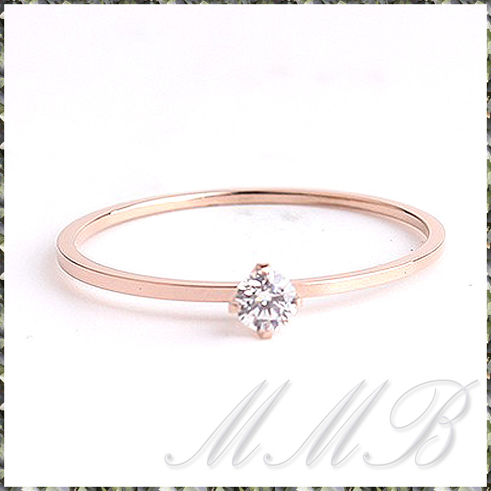 [RING] ROSE GOLD PLATED φ3.5mm Brilliant Cz 1mm スリム リング 16号 【送料無料】_画像2