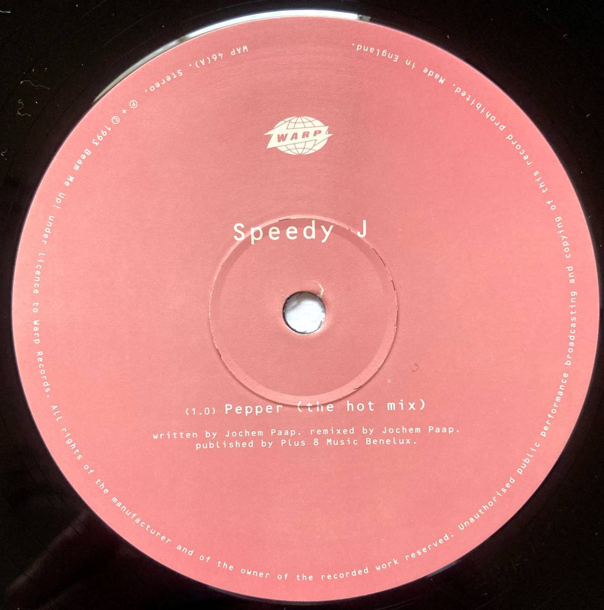 Speedy J / Pepper ■「Warp Records」より1994年リリース■B面は「Reuben Wilson / Got To Get Your Own」ネタのキラー・チューン！_画像3