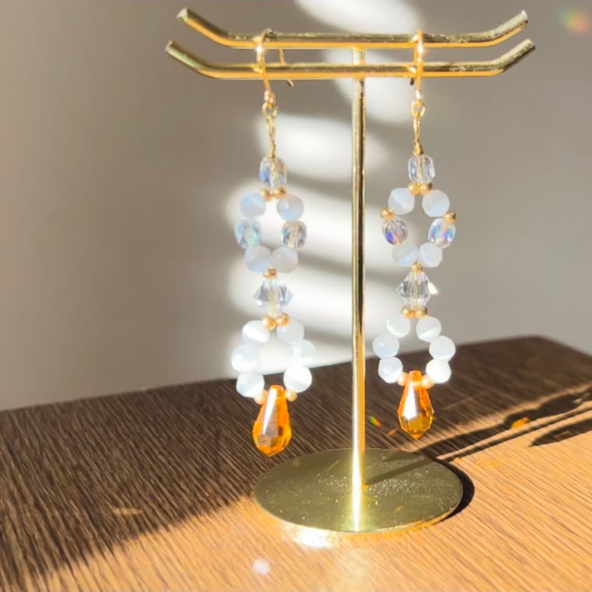 トパーズピアス ジルコニア ロングピアス ゴールド