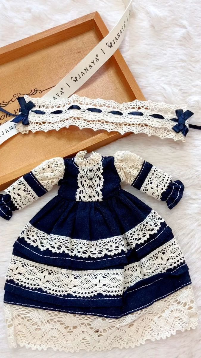 JANAYA ハンドメイド ブライス服 黒色レースワンピース 2点セット