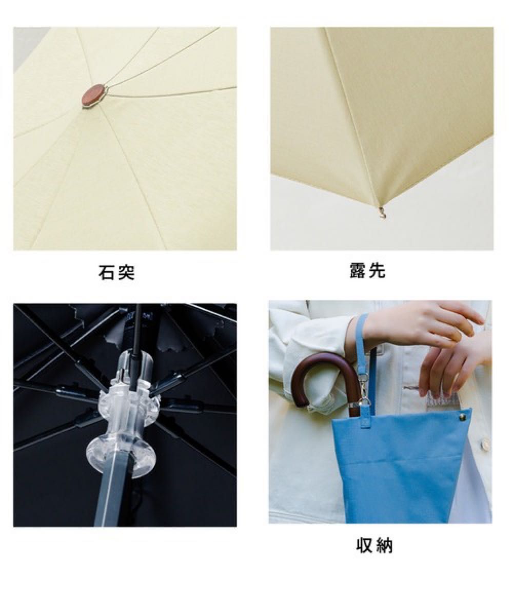 COKAGE+ 木手元 55cm ジャンプ折 リリィホワイト 新品未使用 新品】COKAGE+ 木手元 55cm ジャンプ折 折りたたみ日傘(リリィ