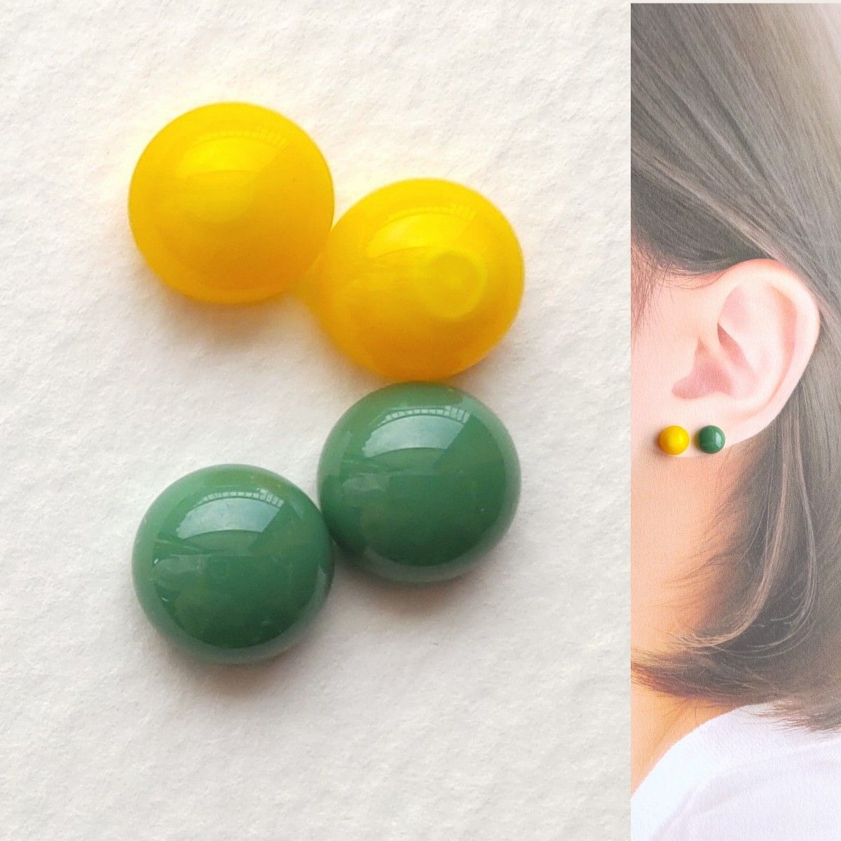 【21G/18G/16G】サージカルステンレスピアス イヤリング ボディピアス  ガラスナギット2ペア No.693