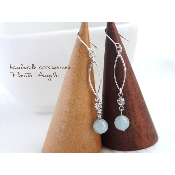 *+angelo+ natural stone aquamarine. ma- Kiss earrings (p-018)S rhinestone light blue 