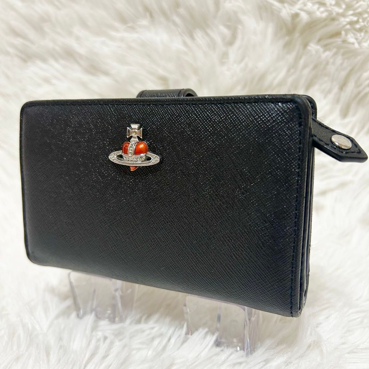 未使用級 ヴィヴィアンウエストウッド ディアマンテ レザー 長財布 黒 ブラック 希少 美品】Vivienne Westwood ディアマンテ L字 レザー 廃盤