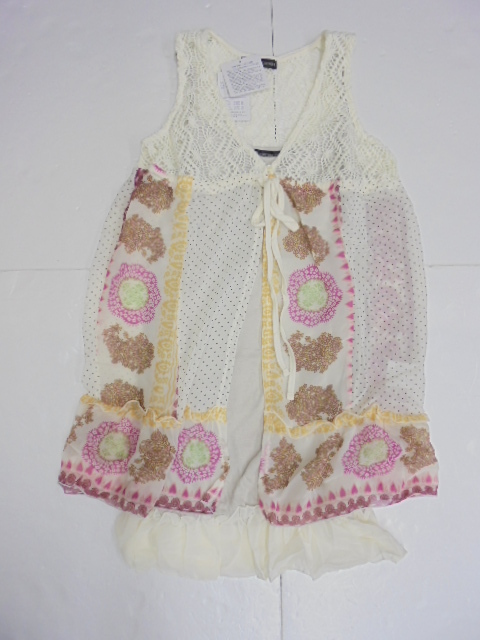 [KCM]kj-2-M# stock disposal goods #[FORTUNE COOKISE] lady's front opening tunic & hem chiffon Cami set size M pink series 