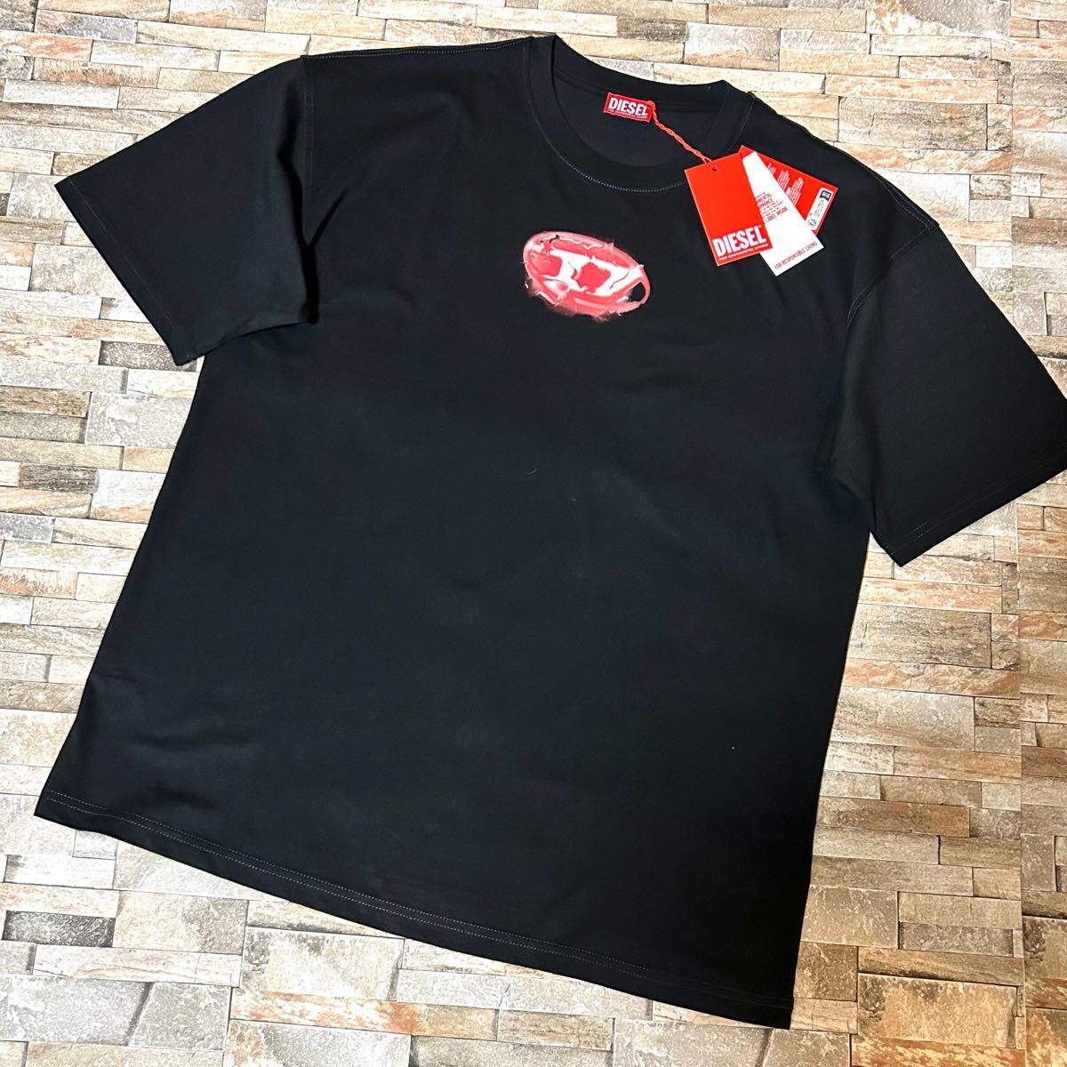 DIESEL ディーゼル クルー Tシャツ 新品】DIESEL ディーゼル/クルーネック コントラスト オーパルD