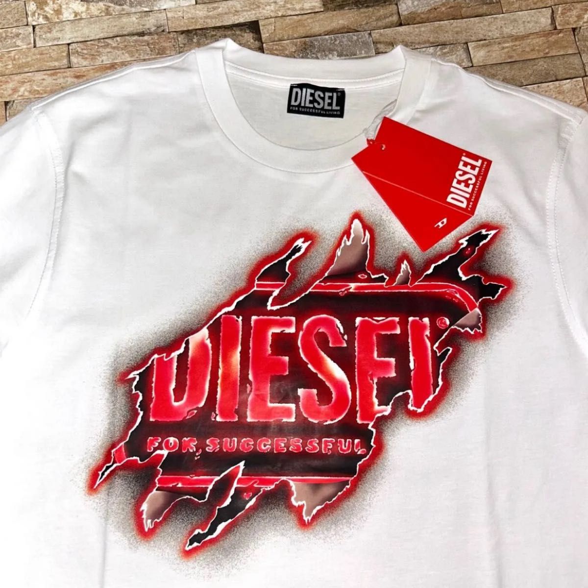 【DIESEL】2カラー グラフィックロゴ 半袖 Tシャツ / 送料無料 新品】DIESEL ディーゼル/クルーネック グラフィックスクラッチ