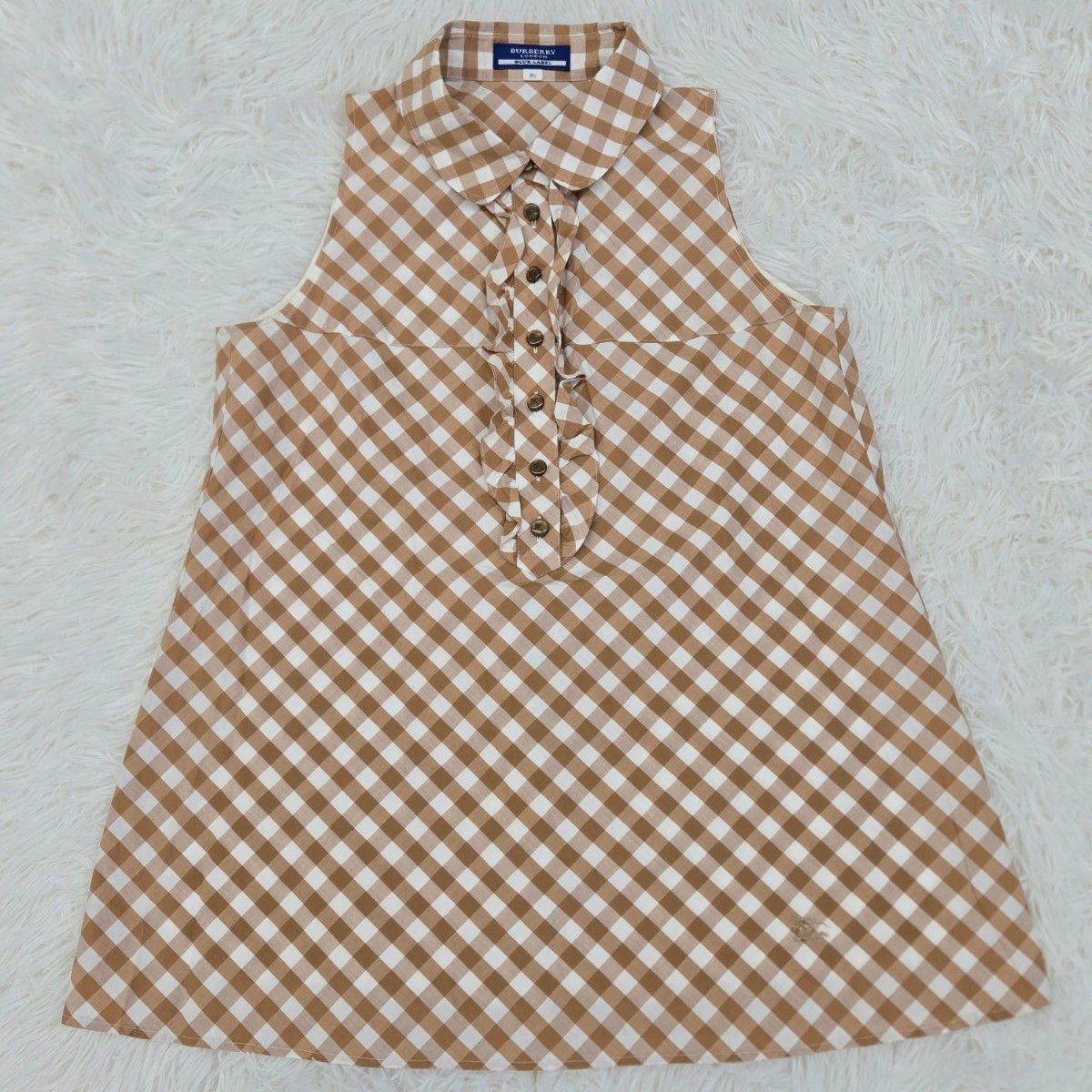 Burberry BLUE LABEL ノースリーブ シフォン リボン 紐 BURBERRY BLUE LABEL バーバリーブルーレーベル ノースリーブ