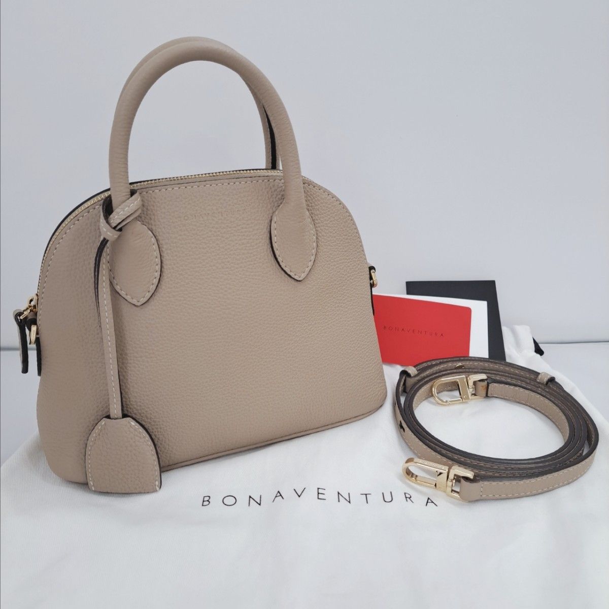 BONAVENTURA(ボナベンチュラ) ハンドバッグ ショルダー 2WAY ボナベンチュラ エマ エマ22 レザー シュリンク ベージュ 2way