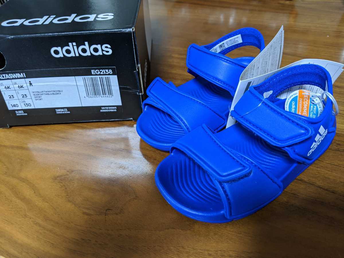  new goods unused adidas Adidas 14cm Kids sandals blue blue light weight child velcro 