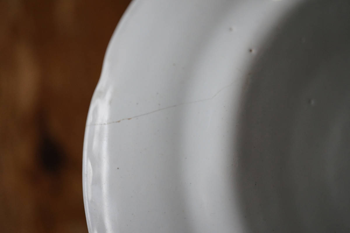 ファイアンス白錫釉 花リムプレート皿 / 18-19世紀・南フランス / 古道具 フランス アンティーク 器 B