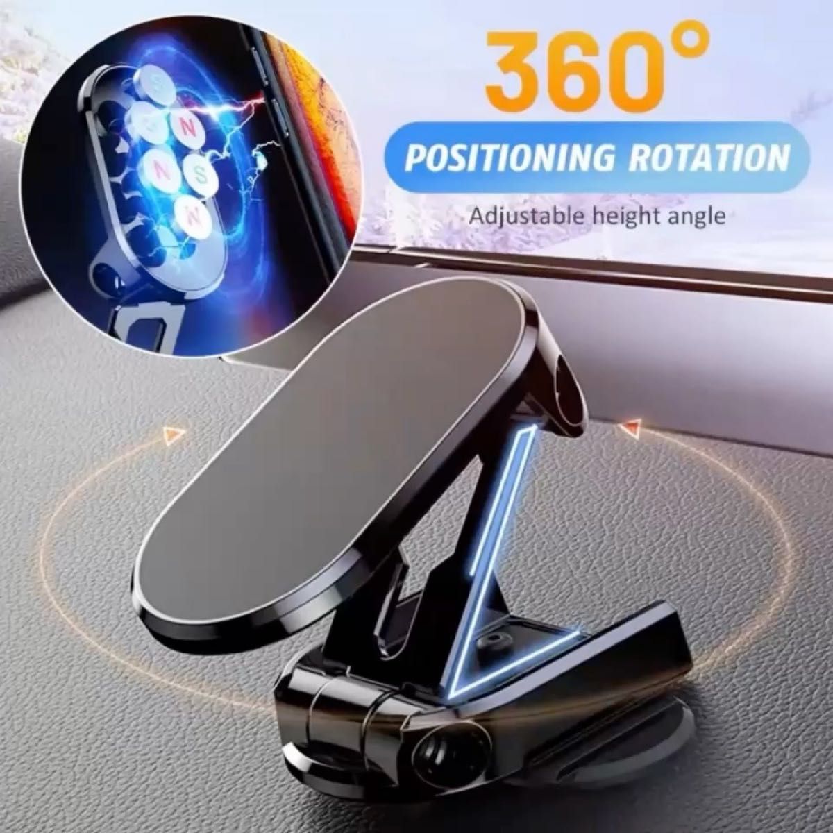 【新品未使用】360度回転スマホスタンド 車載ホルダー エッジ シルバー