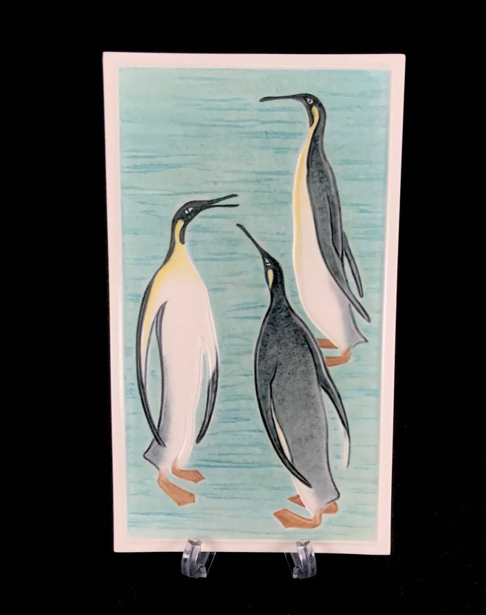Meissen マイセン/※レア1級品 28cm大型陶板 ペンギン 美品 sariater