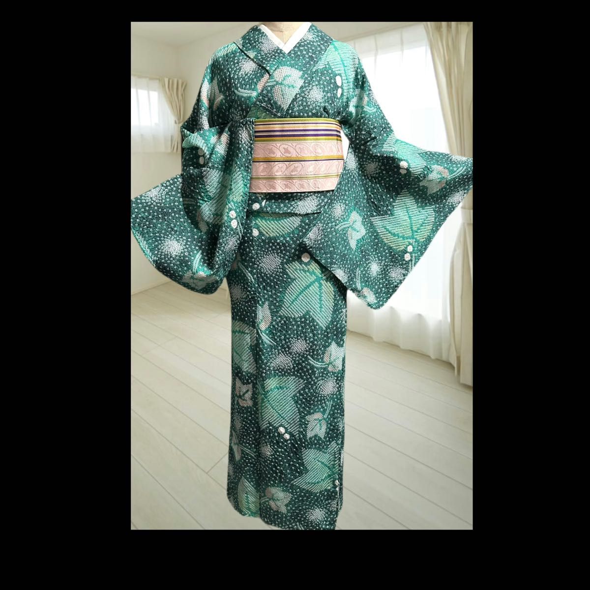りえ 逸品 有松絞り 浴衣 身丈158 裄丈67 絞り浴衣 高級 新品美品 有松鳴海絞り浴衣 身丈160裄丈68 5 緑|Yahoo!フリマ