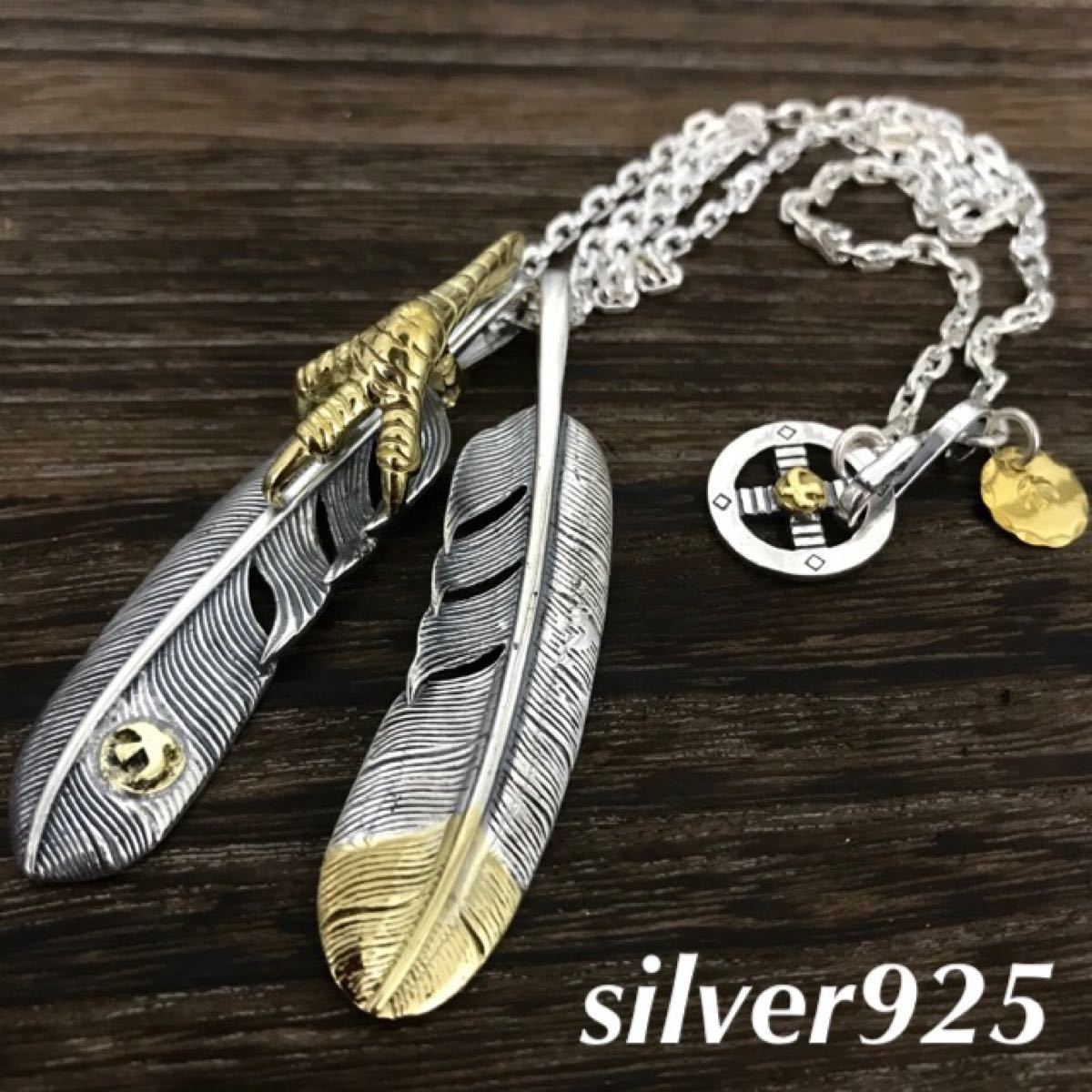 silver925 金爪フェザー 先金フェザー ネックレス / ゴローズ silver925 金爪フェザー 先金フェザー ネックレス / ゴローズ