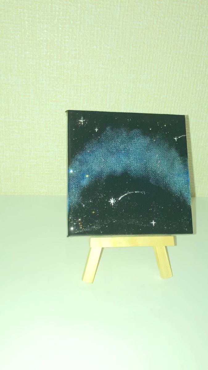 漆黒のGalaxy 10cm イーゼル付き キャンバス アート