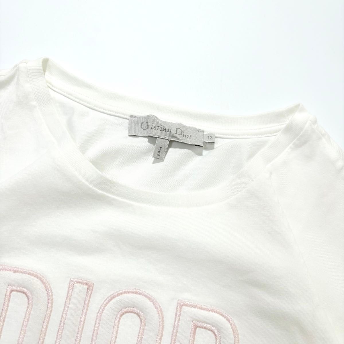 Christian Dior Tシャツ・カットソー アイボリー 4202224L0017 未使用級】Christian Dior Tシャツ 半袖 アイボリー ロゴ ラメ