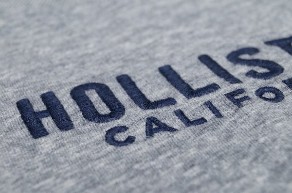 Hollister ホリスター 刺繍ロゴ 袖切替 Tシャツ 半袖/S/グレー×ネイビー/メンズ アバクロ カットソー バイカラー a&f_画像5