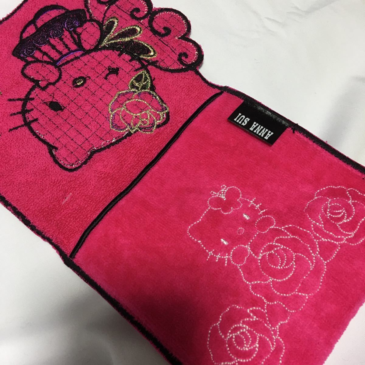 アナスイANNA SUI ×サンリオ ハローキティ ポケット タオル ハンカチ ポーチ 刺繍 ピンク 未使用a_画像2