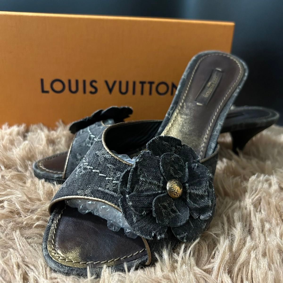 LOUIS VUITTON ルイヴィトン ミュール サンダル モノグラム デニム ルイヴィトン サンダル ミュール デニム フラワー モノグラム