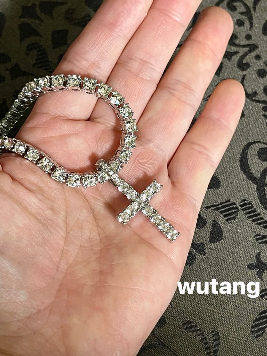 【ALDO】輝くCZラインストーン&ビジュー エビルアイ 14Kチェーン シルバー クロステニスチェーン ネックレス iced out 十字架