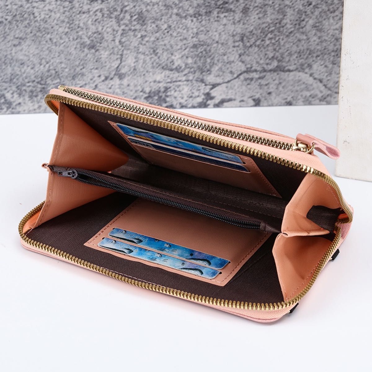 オリジナル 長財布 スマホポーチ✕2 お財布 ショルダーポーチ スマホポーチ 長財布 縦型 PUレザー