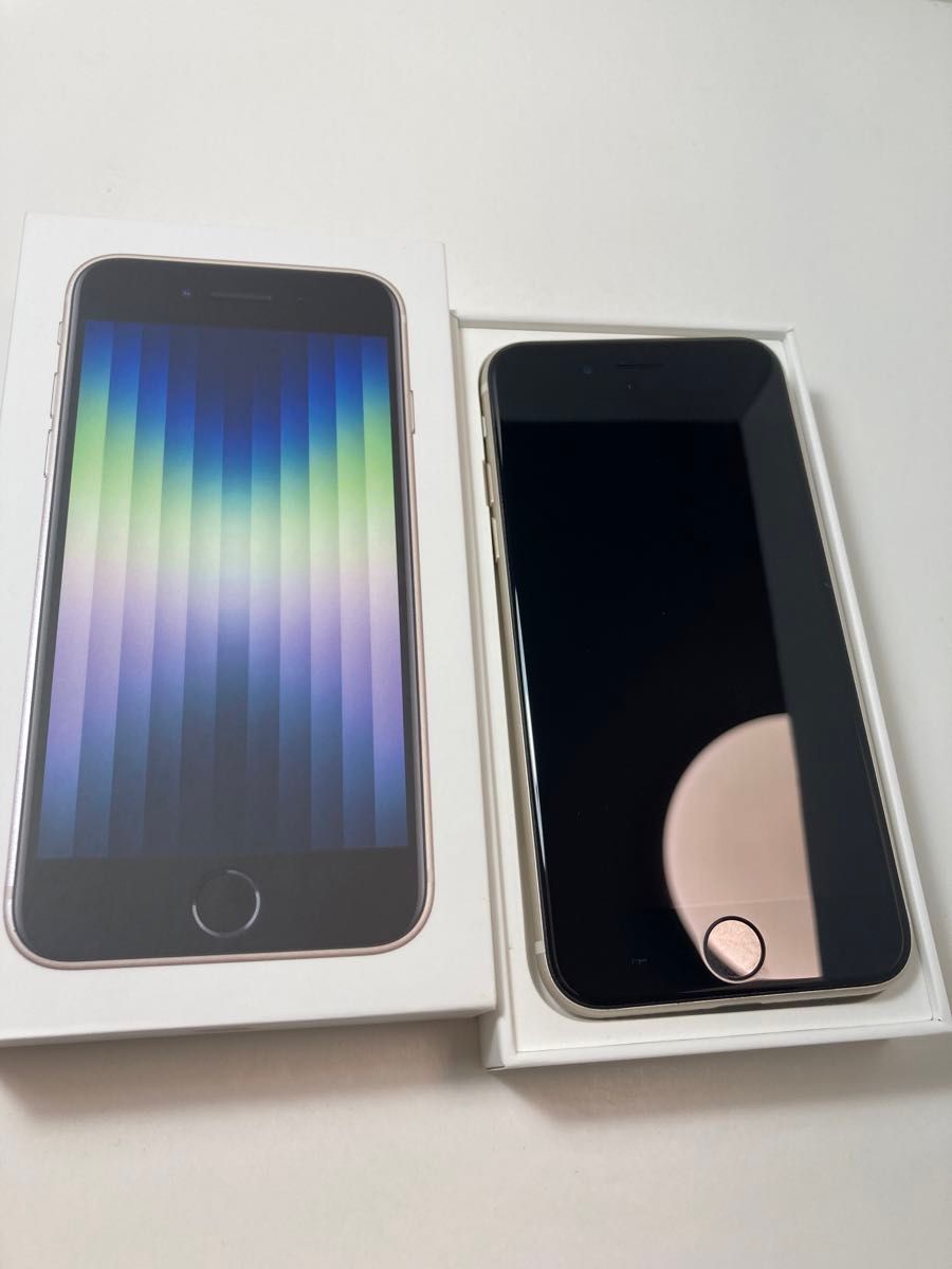 ⭐︎超美品 iPhone SE 64GB バッテリー100% 超美品 iPhone SE 3 64GB スターライト 純正バッテリー100% 即