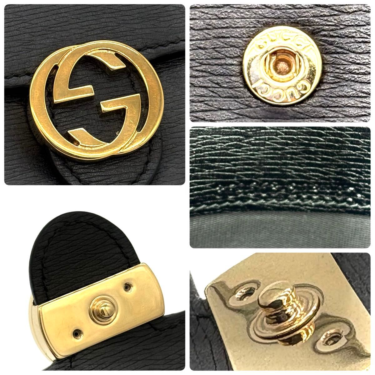 【 未使用 】 グッチ 手袋 GG インターロッキング ゴールド金具 ブラック グッチ 長財布 インターロッキング ゴールド金具 黒 ブラック