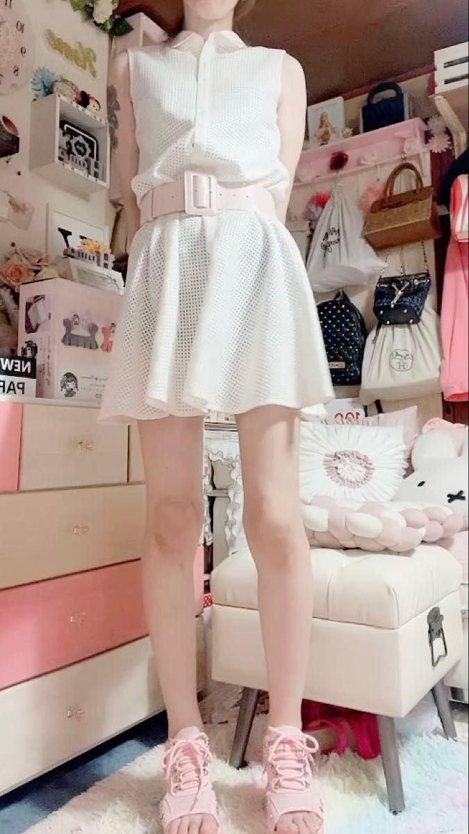 未使用 Riche メッシュ ミニワンピース