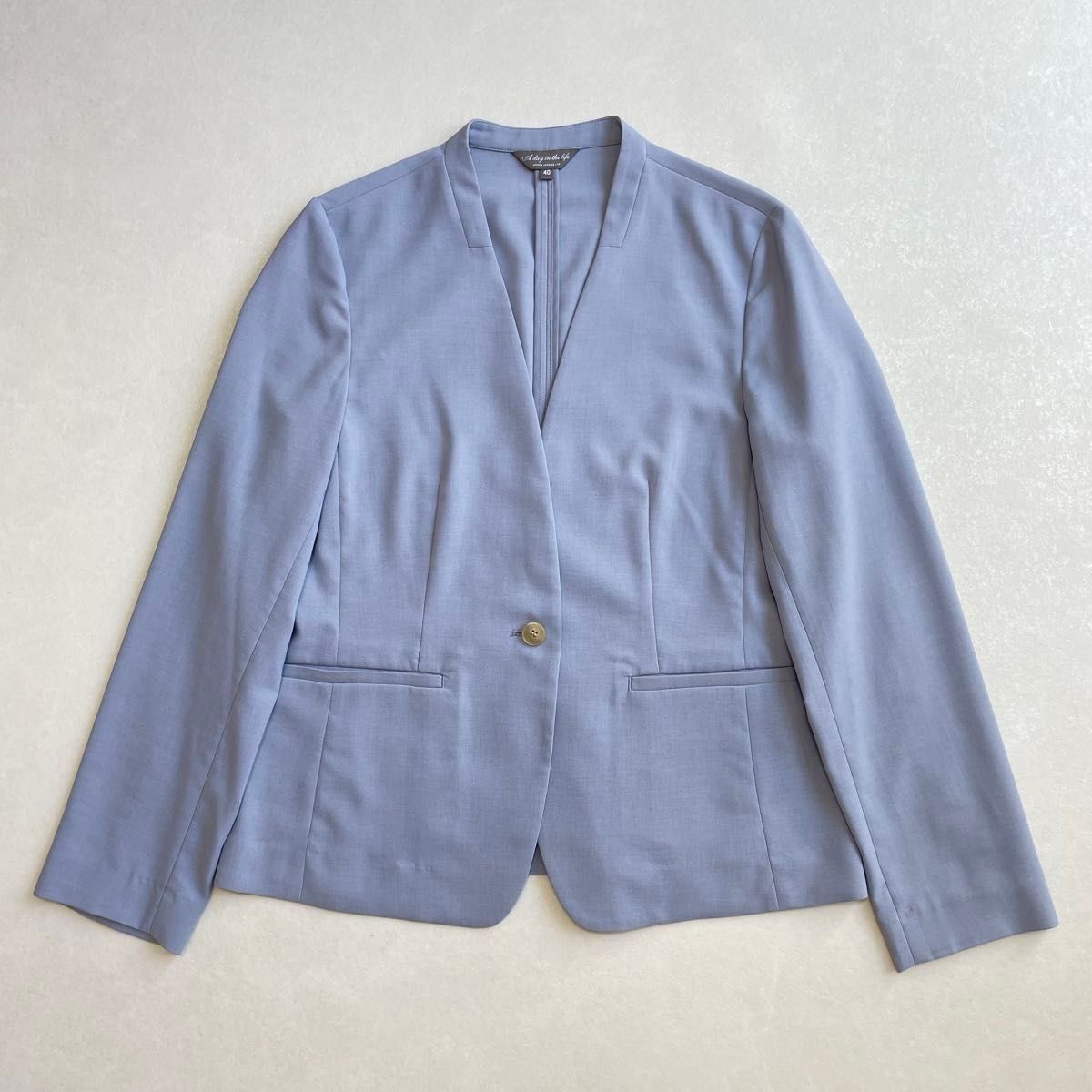 ユナイテッドアローズ セットアップ ノーカラー パンツ 洗える ネイビー M L 美品 UNITED ARROWS ノーカラー セットアップ スーツ パンツ