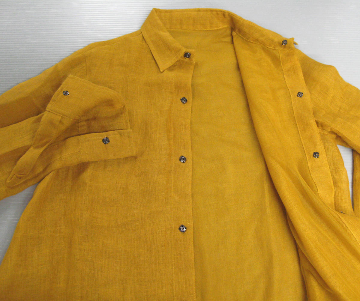 ヨウジヤマモト： 麻素材 比翼ホック ロング シャツ 未使用品 （ ブラウス ワンピース アーカイブ Yohji Yamamoto Femme long linen shirt_画像3