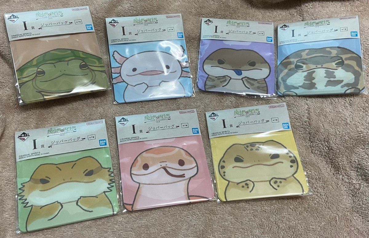 【新品】爬虫類&両生類 一番くじ ジッパーバッグ 全7種セット 一番くじ 爬虫類&両生類~Tiny Friends~vol 2 I賞ジッパー