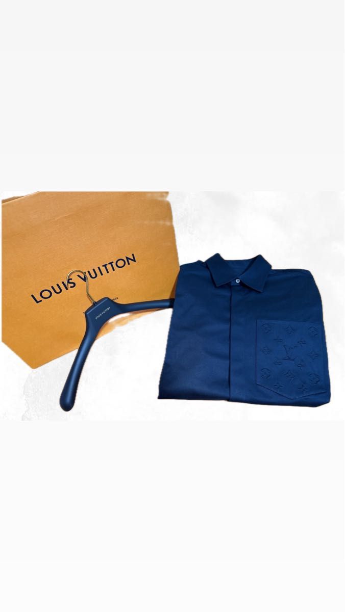 【人気】 LouisVuitton モノグラムポケット 半袖シャツ 紺 ルイヴィトン モノグラム ポケット ショートスリーブシャツ
