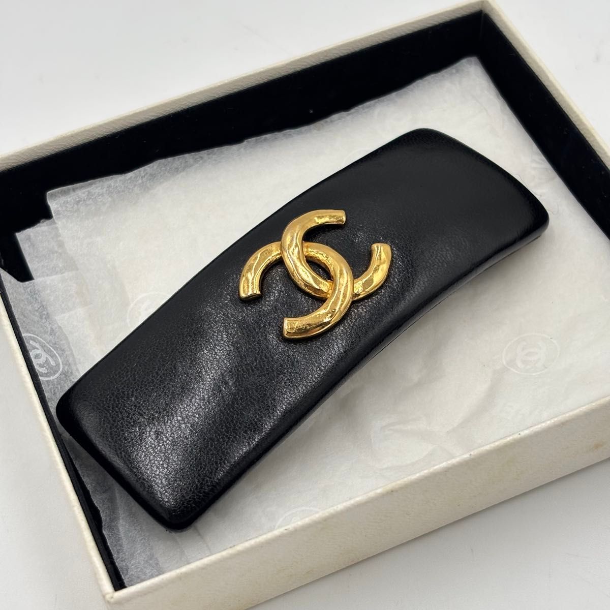 【美品】CHANEL シャネル ラム バレッタ ココマーク CHANEL シャネル ココマーク レザー バレッタ ゴールド金具