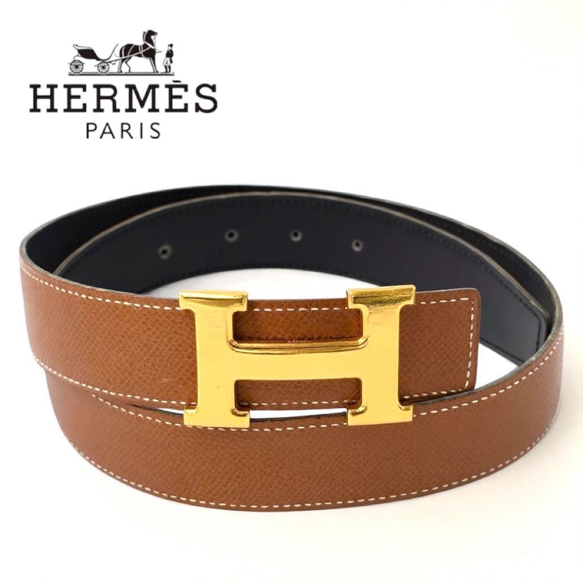 【美品】HERMES コンスタンス リバーシブル レザーバックルベルト HERMES エルメス コンスタンス リバーシブル レザー ベルト H