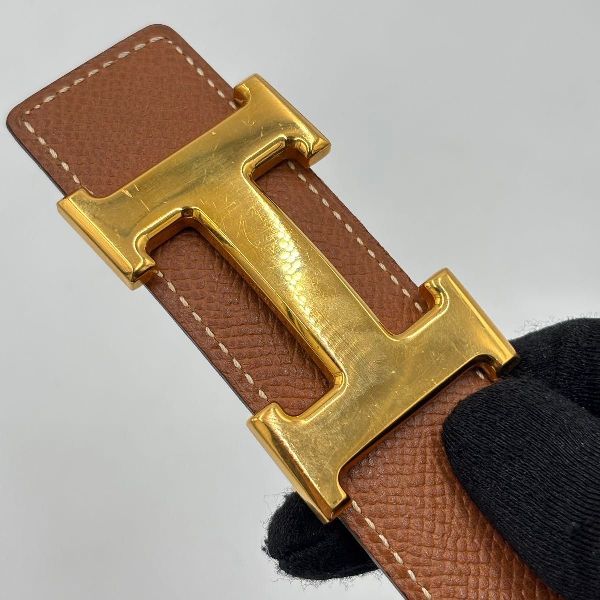 エルメス/HERMES✨H型バックル ブラウン レッドリバーシブルレザー ベルト HERMES エルメス コンスタンス リバーシブル レザー ベルト H