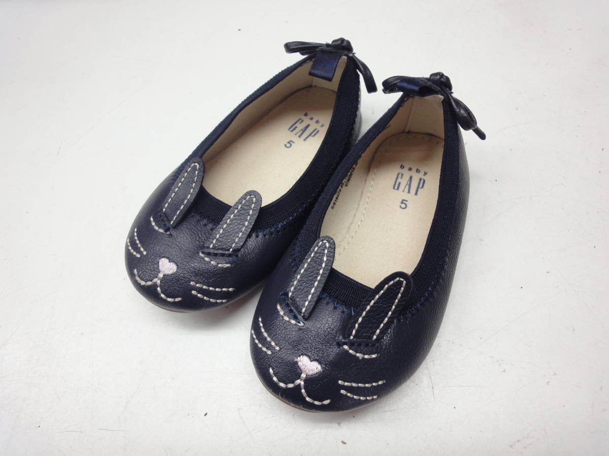 送料無料◎baby GAP/ギャップ ベビー■12.5cm/5/125/60■ウサギ リボンフラットバレエシューズ パンプス■NAVY/ネイビー/紺■#20708MK345_8_画像1