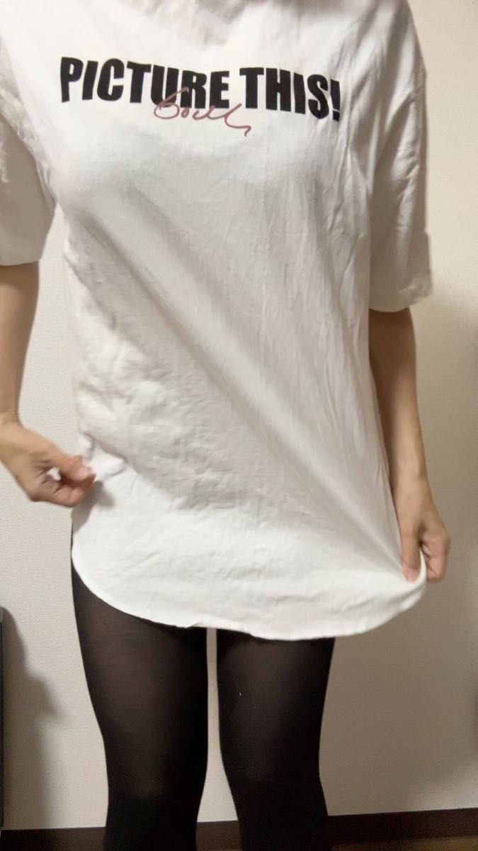 白 ロンT プリント Tシャツ