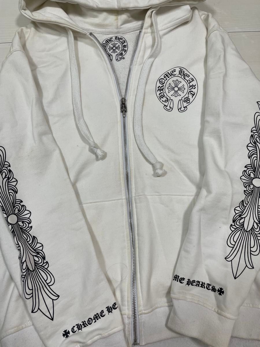 CHROMHEARTS ホワイト ジップアップパーカー CHROME HEARTS ジップアップパーカー ホワイト|Yahoo!フリマ