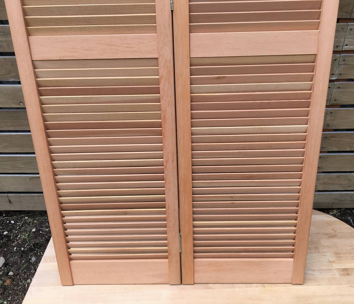木製 ２枚パネル クローゼットドア ウッドルーバー 折れ戸 収納 物置
