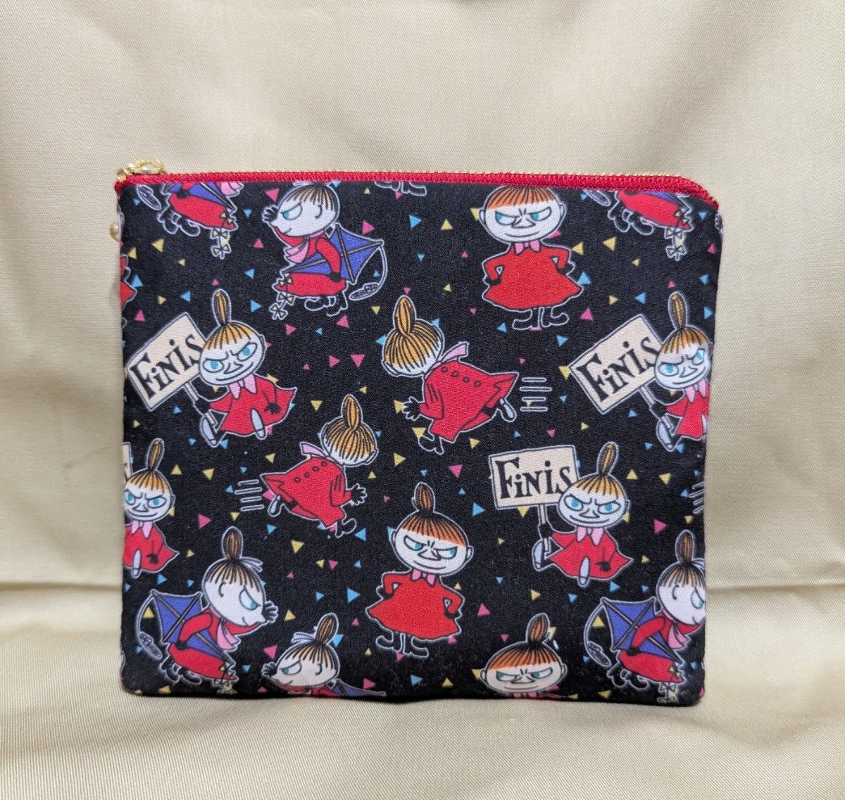 7月16日〜20日以降【パンドラ】フラットポーチなど❤ No84 ハンドメイド フラットポーチ 16cm リトルミィ ブラック系
