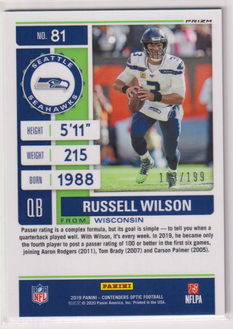 ヤフオク Nfl ラッセル ウィルソン Russell Wilson 199枚 ヤフオク Nfl ラッセル ウィルソン Russell Wilson 199枚
